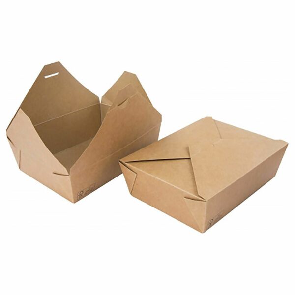 Takeaway æske 1600 ml 195x140x63 mm FSC-Mærket Karton med biocoating Brun