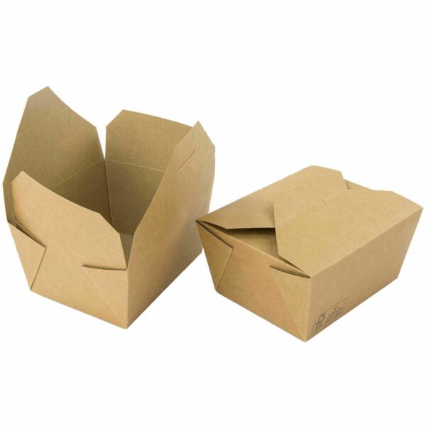 Takeaway æske 400 ml 90x90x52 mm FSC-mærket Karton med biocoating Brun