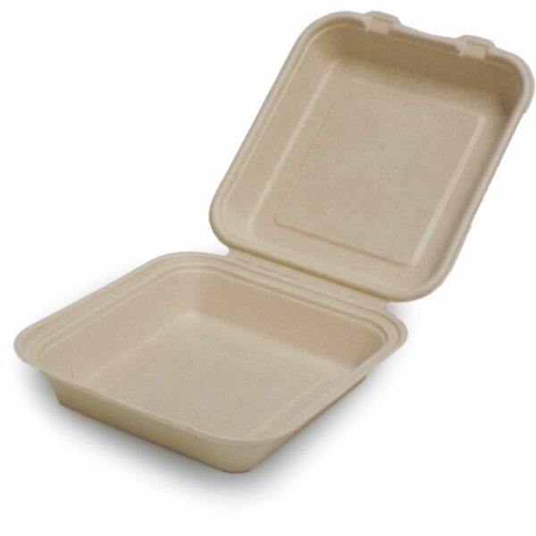 Bakke 1-rum 220x195x75mm bagasse med hængslet låg