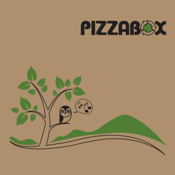 Pizzaæske TWK/242/E Model C L32xB32xH3cm brun med tryk Pizzabox