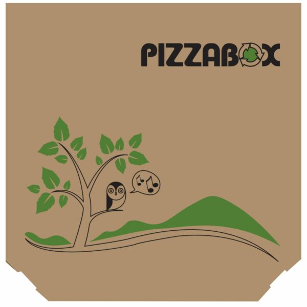 Pizzaæske TWK/242/E Treviso L29xB29xH3cm brun med tryk Pizzabox