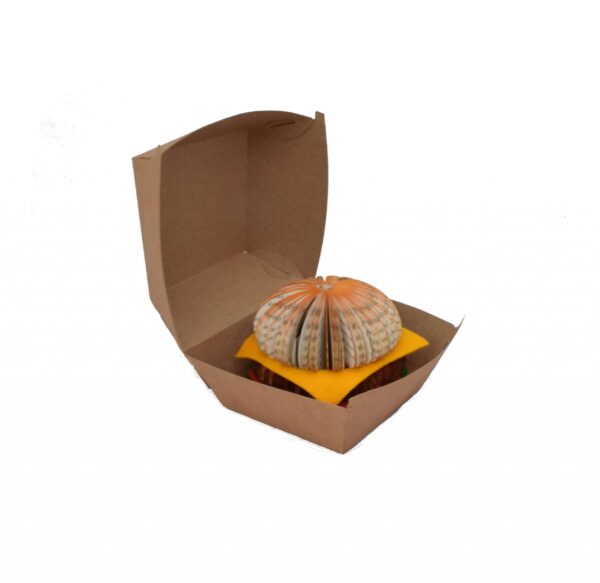 Hamburger papírdoboz, nyomatlan, barna, 210 x 130 x 110 mm