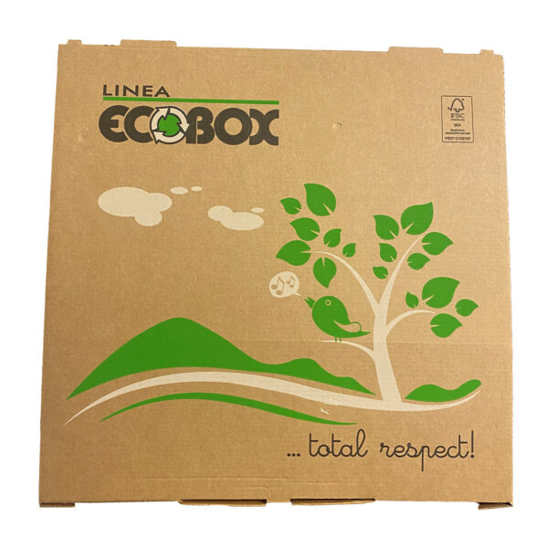 Pizzaæske 40x40x3 cm LWK FSC-mærket Brun med Logo Ecobox