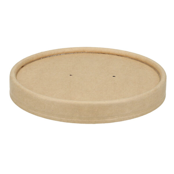Paplåg Verive Ø96 mm til soup-to-go bæger pap/PLA Brun