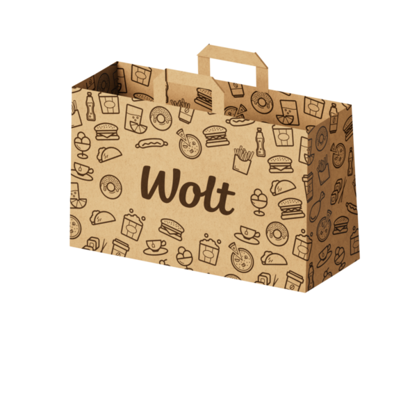 Torba papierowa WOLT, kraft - 35 x 17 x 24,5 cm (paczka 350 szt.)